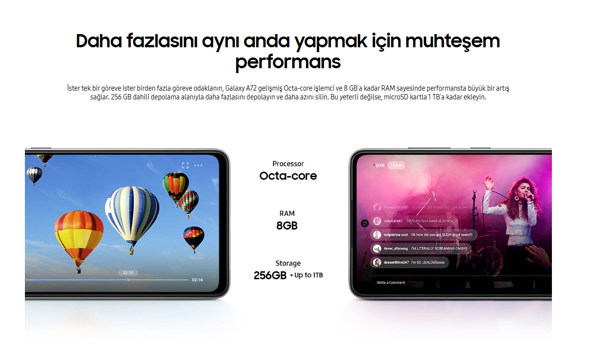Yenilenmiş Samsung Galaxy A72 Performans